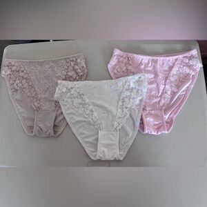 Elegant Women's Lace Trim Panties - Pink, White, and Cream